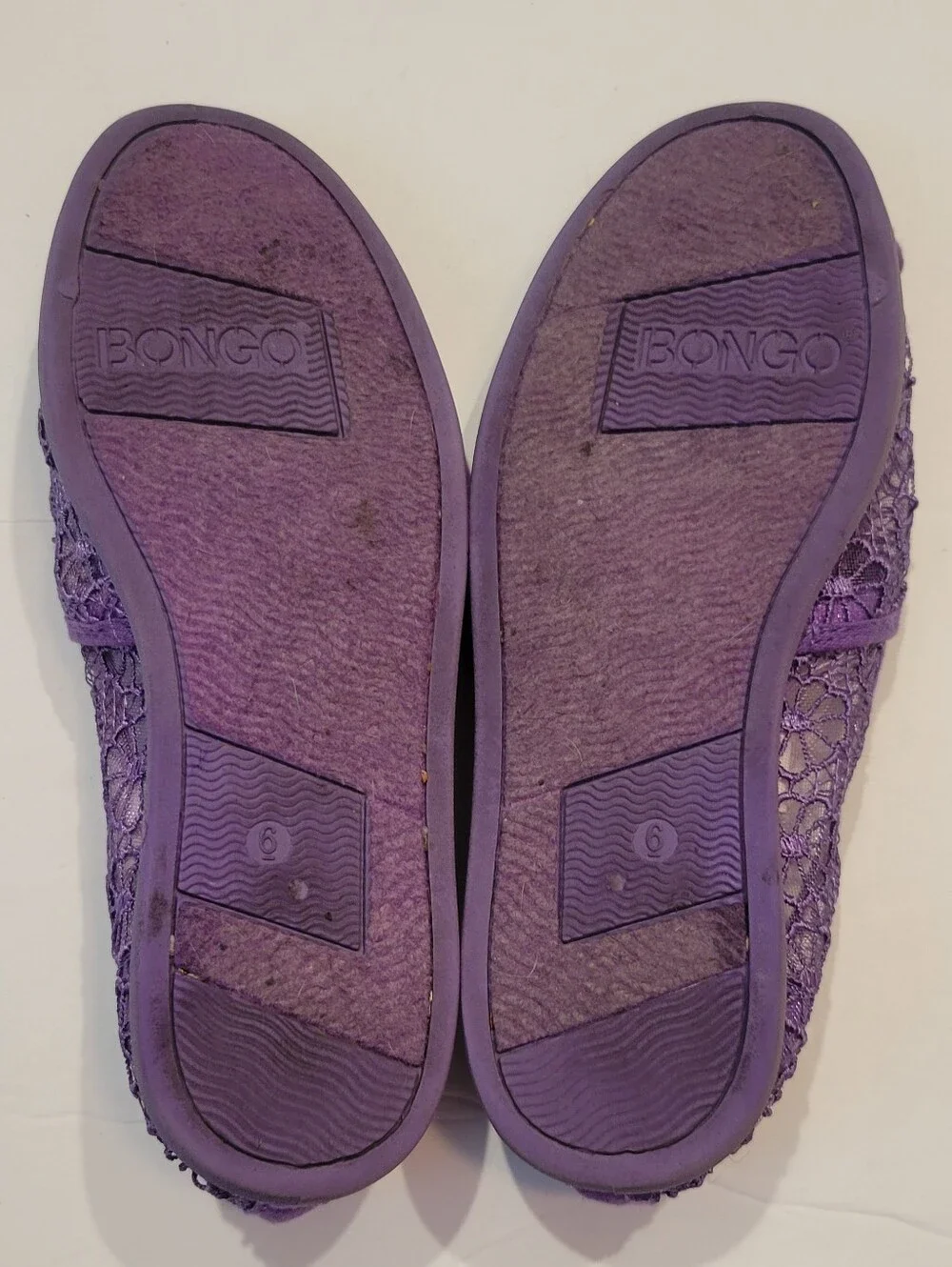 BONGO Women's Purple Floral Lace Slip-Ons Worn Once On Easter